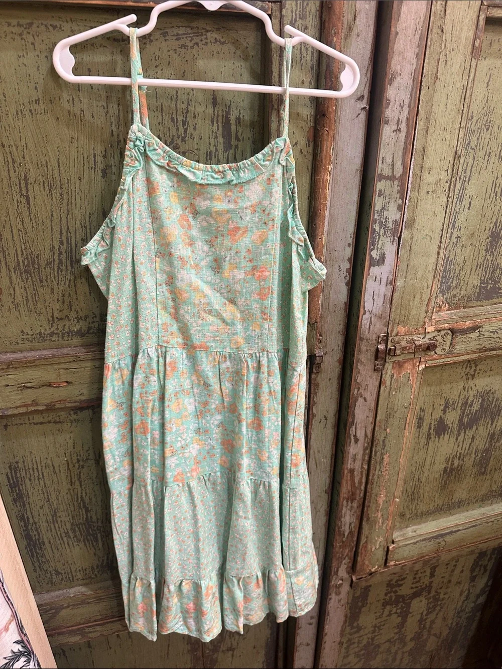 art class Yellow and Mint Floral Tiered Sundresses